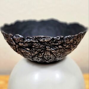 Midnight Black and Silver Mystic Paper Bowl Art Decor